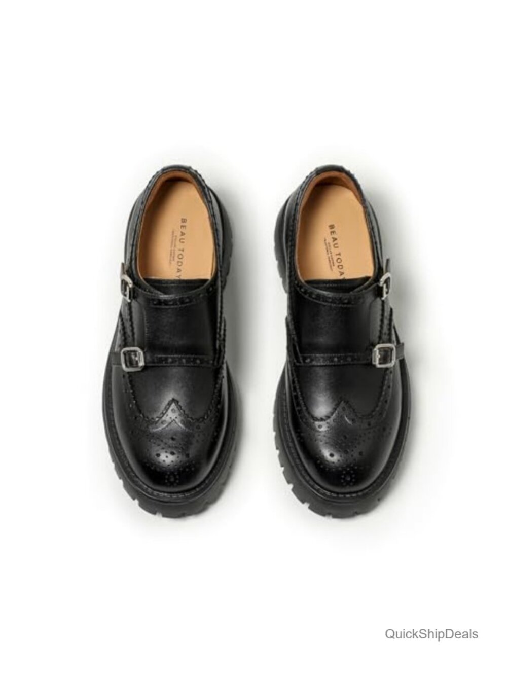 Women's Calfskin Chunky Platform Loafers Lug Sole Tassel Slip On Brogues